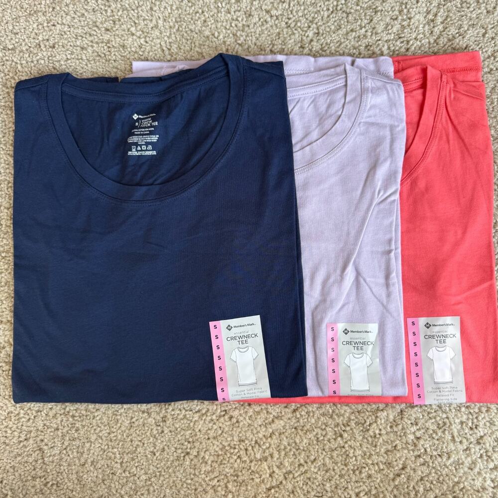 NWT Basic Crewneck Tee Set of 3 Womens S Relaxed Fit Spring Summer Minimalist